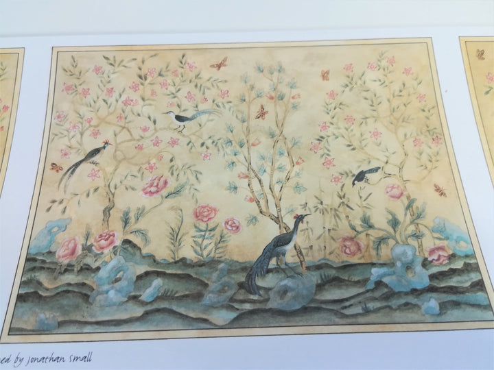 Dollhouse Mural Wallpaper Birds and Flowers Wall Panels 1:12 Scale