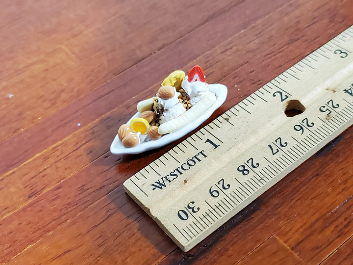 Dollhouse Banana Split Ice Cream Sundae 2 Scoops LARGE Miniature Dessert Food