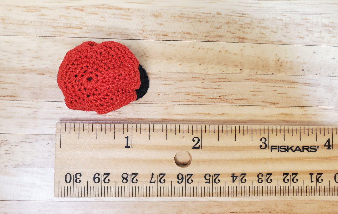Dollhouse Rastafarian Cap Crocheted Red & Black 1:12 Scale Miniature
