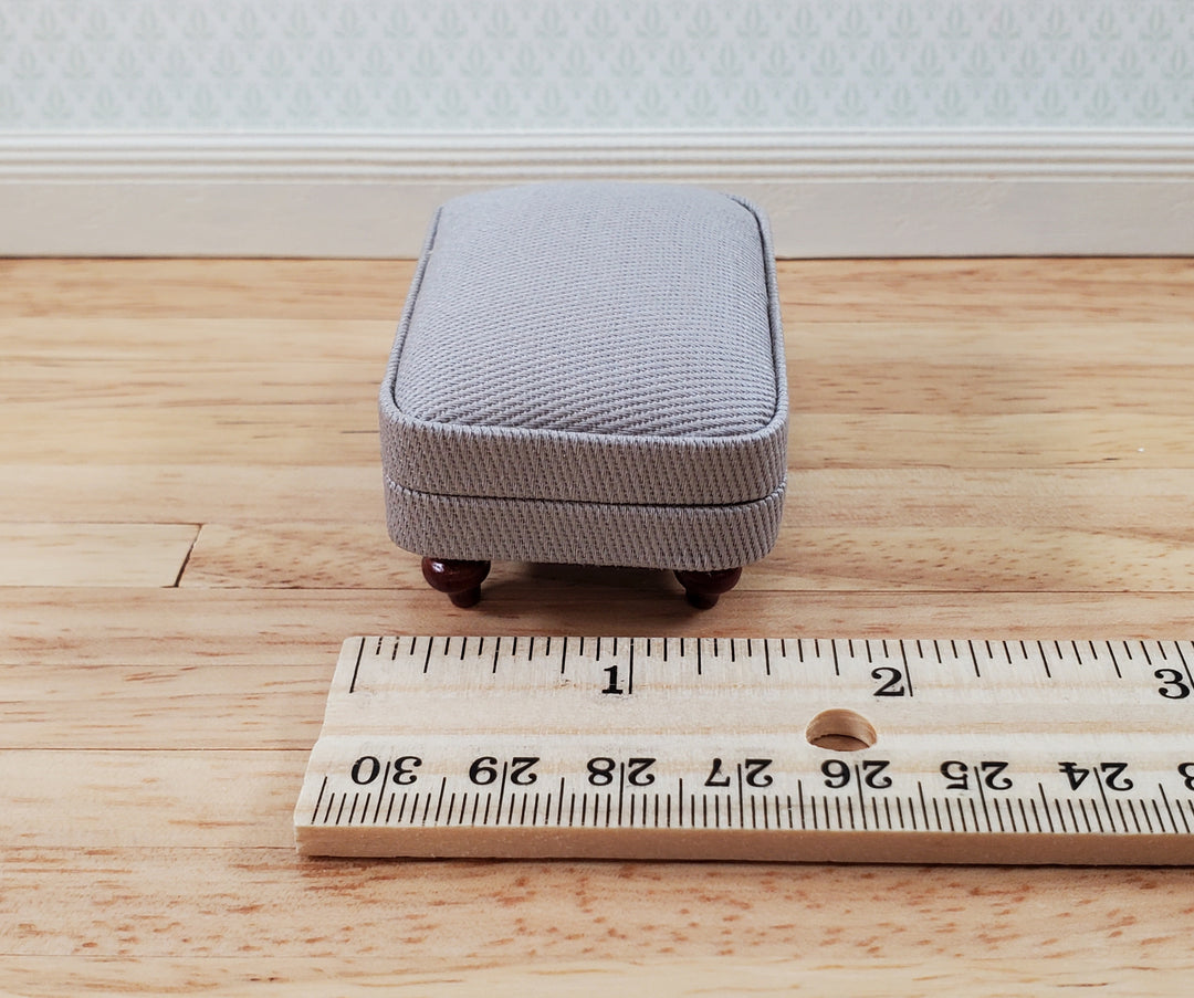 Dollhouse Miniature Footstool Ottoman Gray Fabric 1:12 Scale Miniature Furniture
