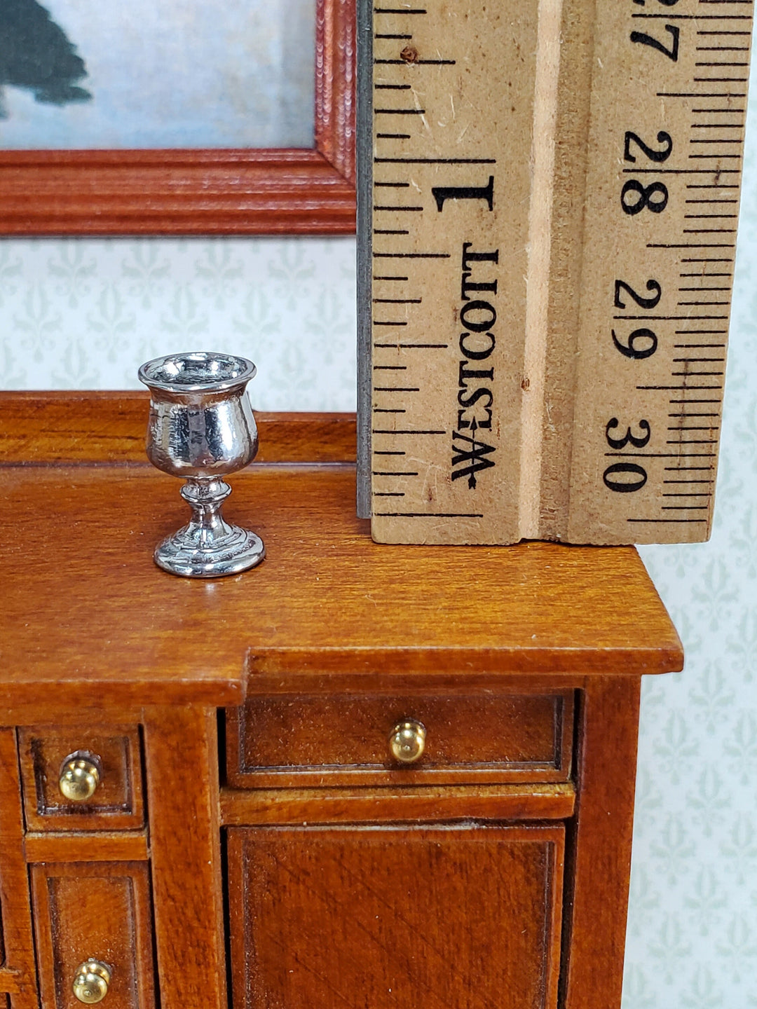 Dollhouse Wine Goblet Polished Metal 1:12 Scale Miniature by Phoenix Model