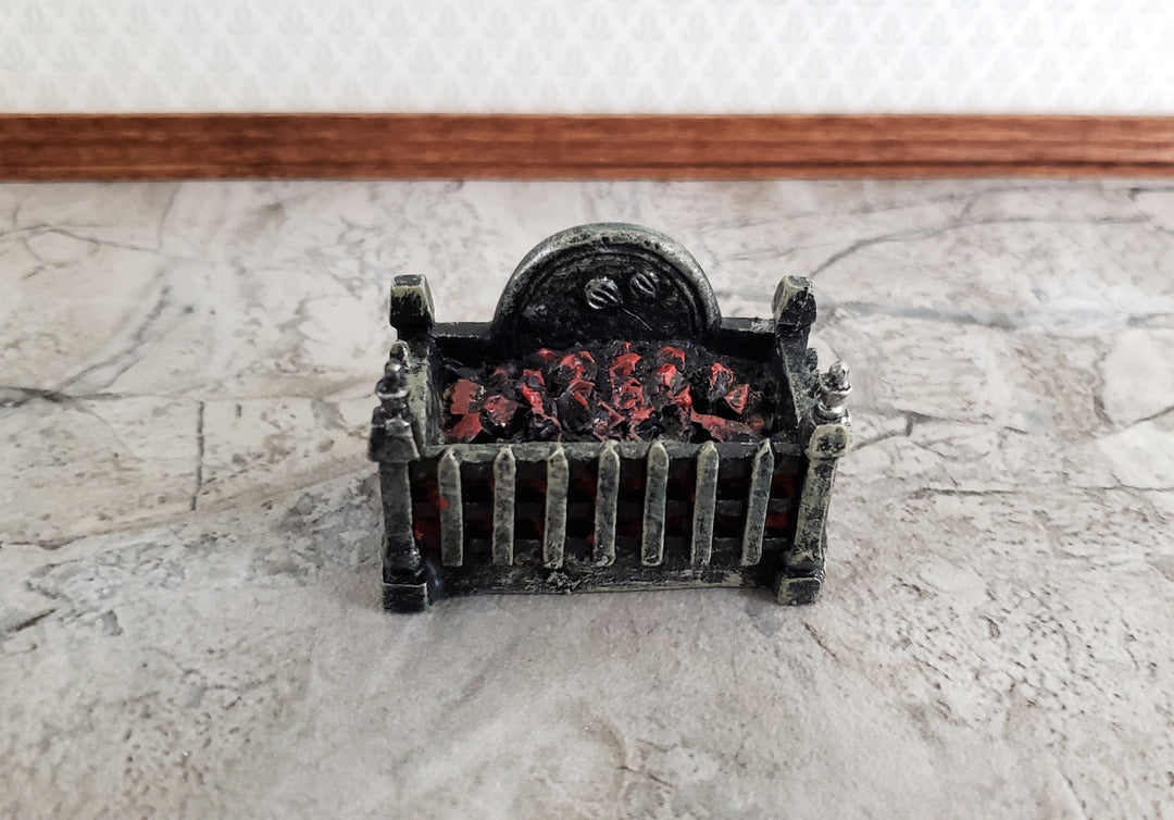 Dollhouse Coal Filled Fireplace Grate Fire Basket Non-Electric 1:12 Scale Miniature