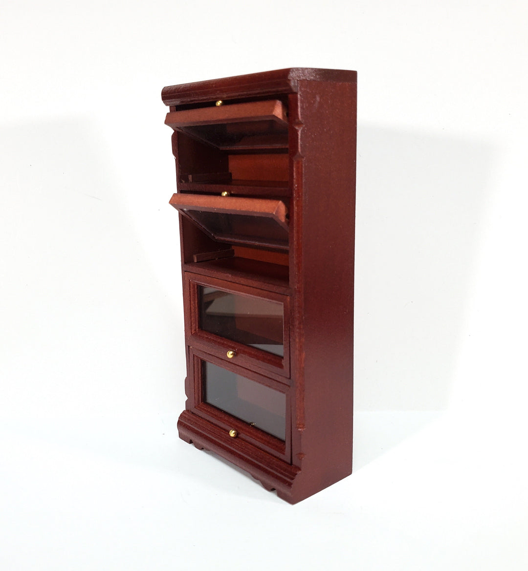 Dollhouse Bookshelf Barrister Bookcase Tall Lawyers 1:12 Scale Furniture Mahogany Finish
