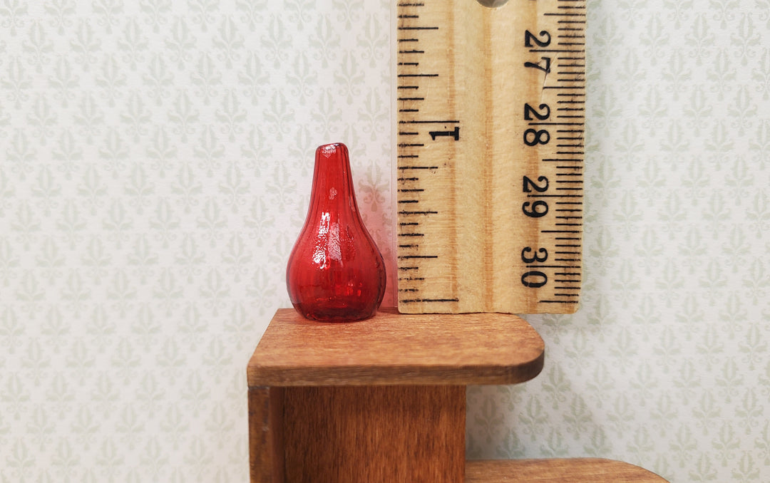 Dollhouse Dark Red Glass Tear Drop Vase 1:12 Scale Miniature Decor Flowers