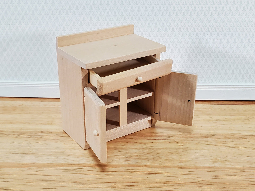 Dollhouse Lower Kitchen Cabinet with Drawer 1:12 Scale Miniature Furniture Unpainted