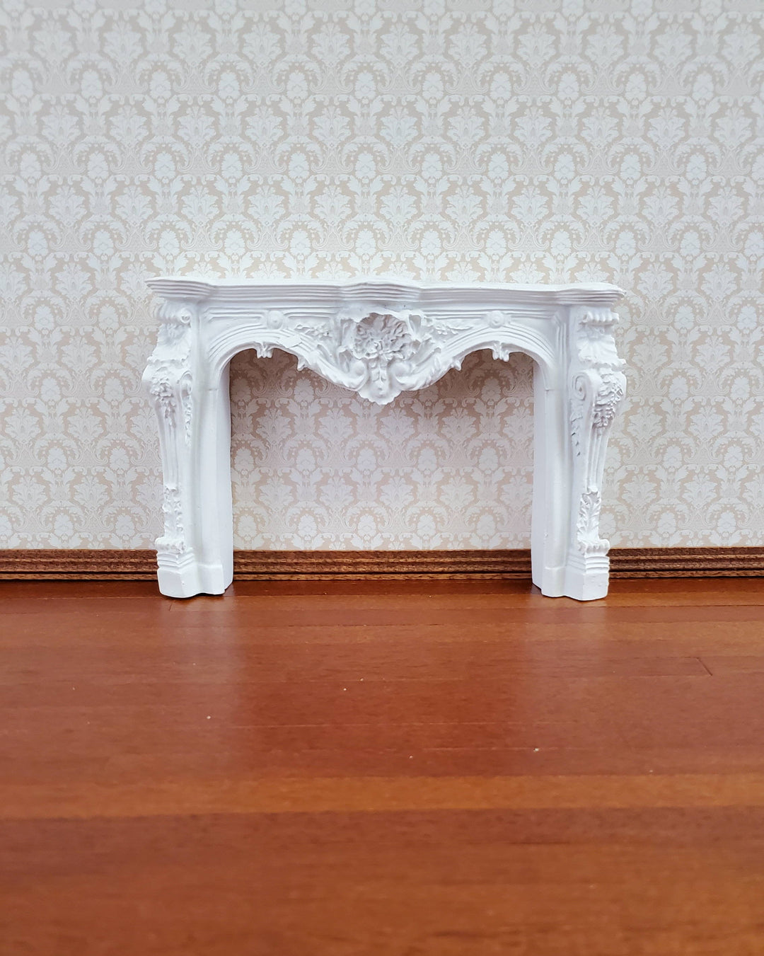 Dollhouse Miniature Fireplace White Large Ornate Resin 1:12 Scale Furniture