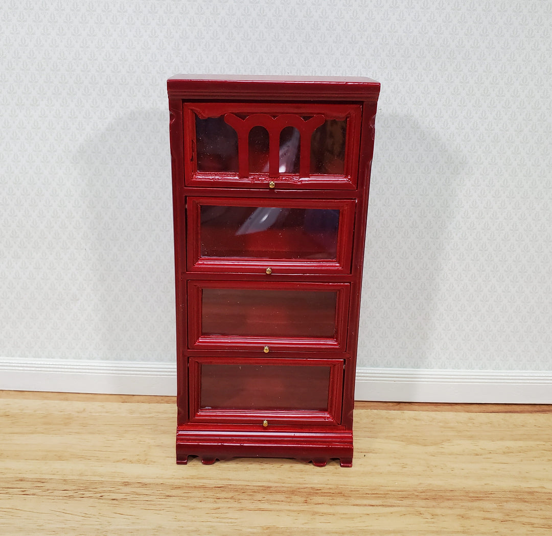 Dollhouse Barrister Bookcase 4 Shelf Sliding Doors 1:12 Miniature Furniture