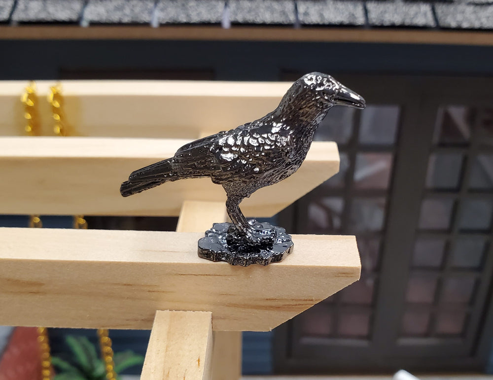 Miniature Raven Crow Bird Metal Decoration Statue Various Standing Poses