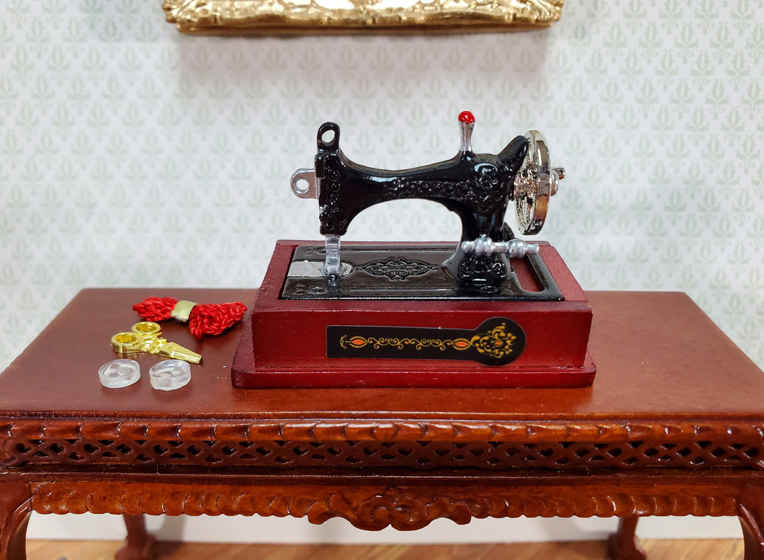 Dollhouse Sewing Machine with Accessories Vintage Style Metal 1:12 Scale