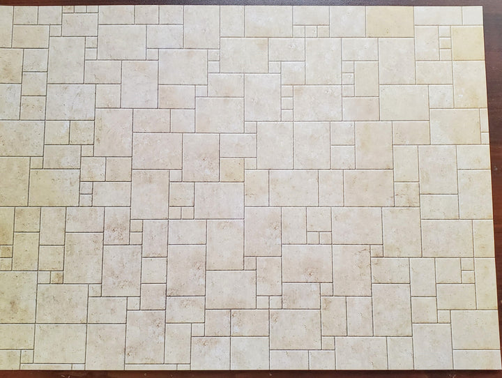 Dollhouse Miniature Limestone Tile Random Squares Embossed Card 1:12 Scale Flooring