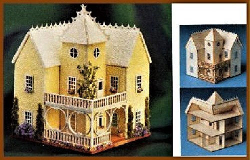 Dollhouse Miniature Kit 1:144 Scale Victorian Mansion Laser Cut Small House