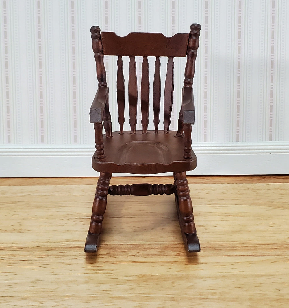 Dollhouse Rocking Chair Boston Style Rocker Walnut Finish 1:12 Scale Miniature Furniture