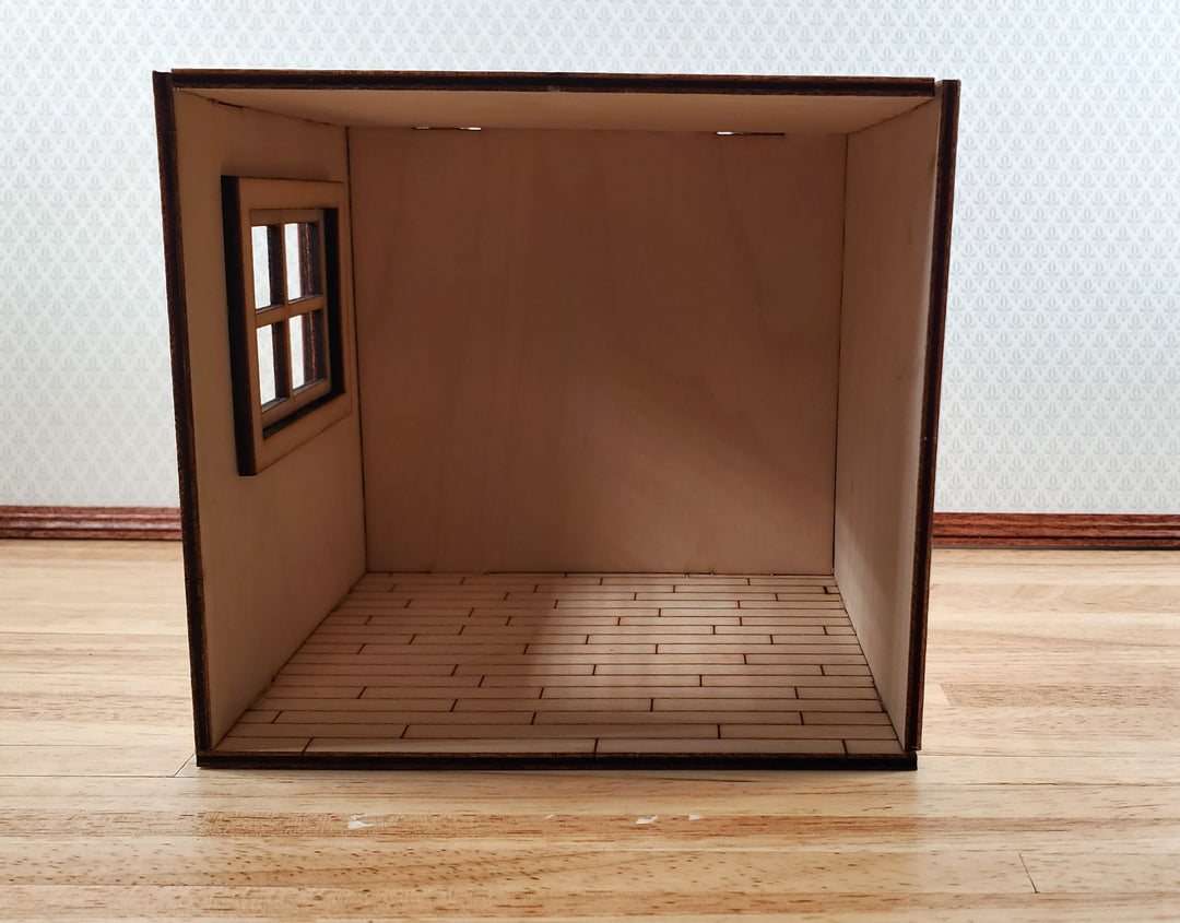Half Scale Room Box DIY Kit Small Diorama with Window Wood Floor 1:24 Miniature