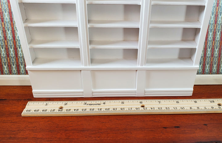 Dollhouse Bookshelf Miniature Bookcase Library Shelf 3 Bay WHITE 1:12 Scale Furniture