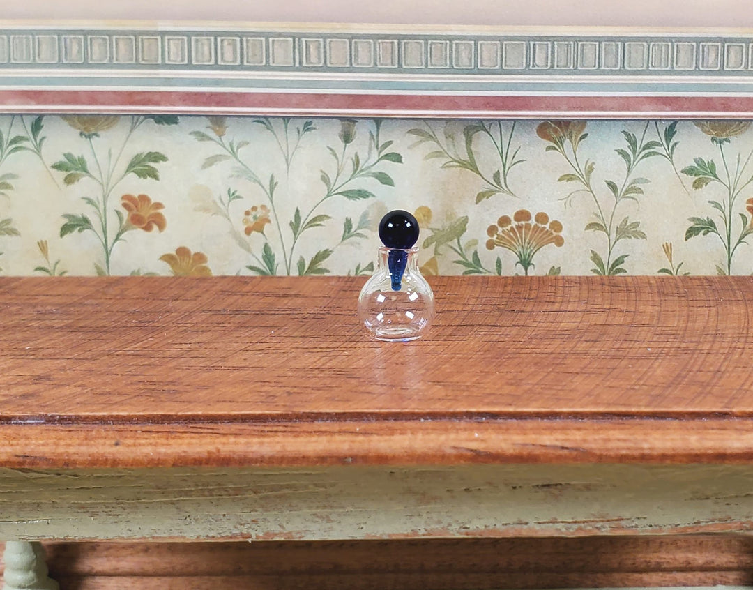 Dollhouse Small Round Bottom Jar with Cobalt Blue Stopper 1:12 Scale Miniature