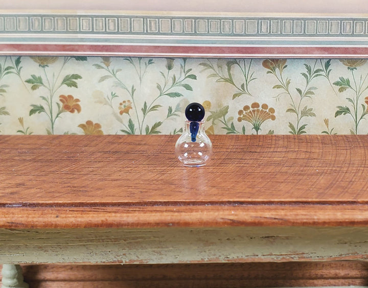 Dollhouse Small Round Bottom Jar with Cobalt Blue Stopper 1:12 Scale Miniature