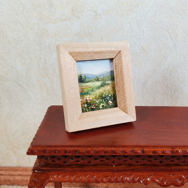 Miniature Picture Frame Wood with Backing and Stand Vertical Portrait 1 5/16"