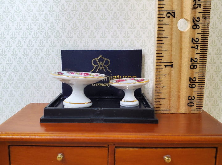 Dollhouse Cake Stands Reutter Porcelain Rose Band 1:12 Scale Miniature Dishes