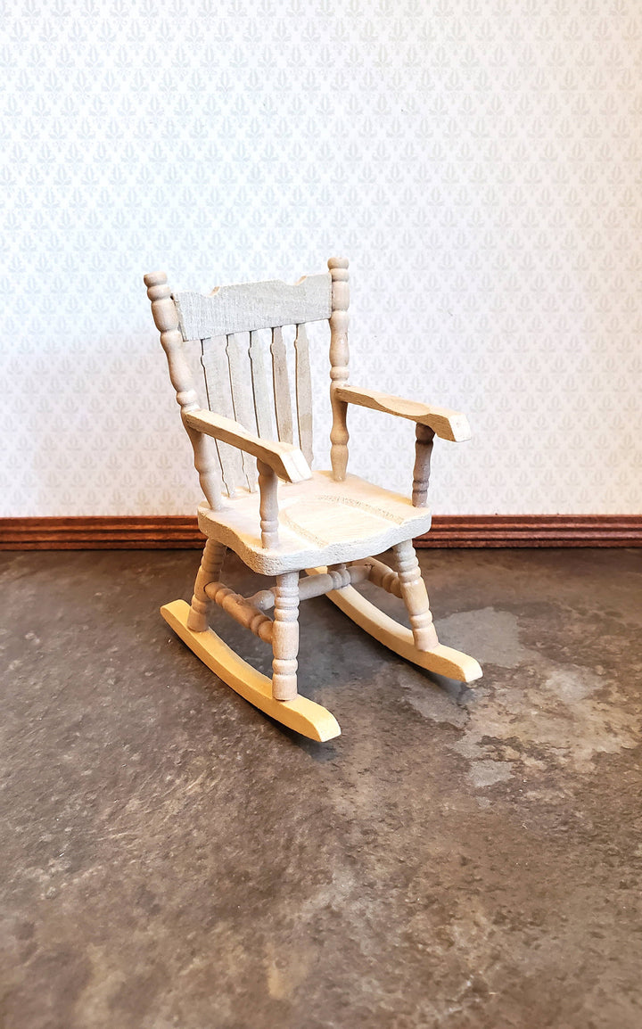 Dollhouse Rocking Chair 1:12 Scale Miniature Furniture Unpainted Wood