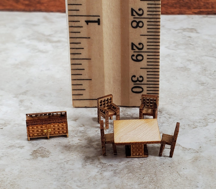 Dollhouse 1:144 Scale Furniture KIT DIY Modern Dining Room Miniature Set Table