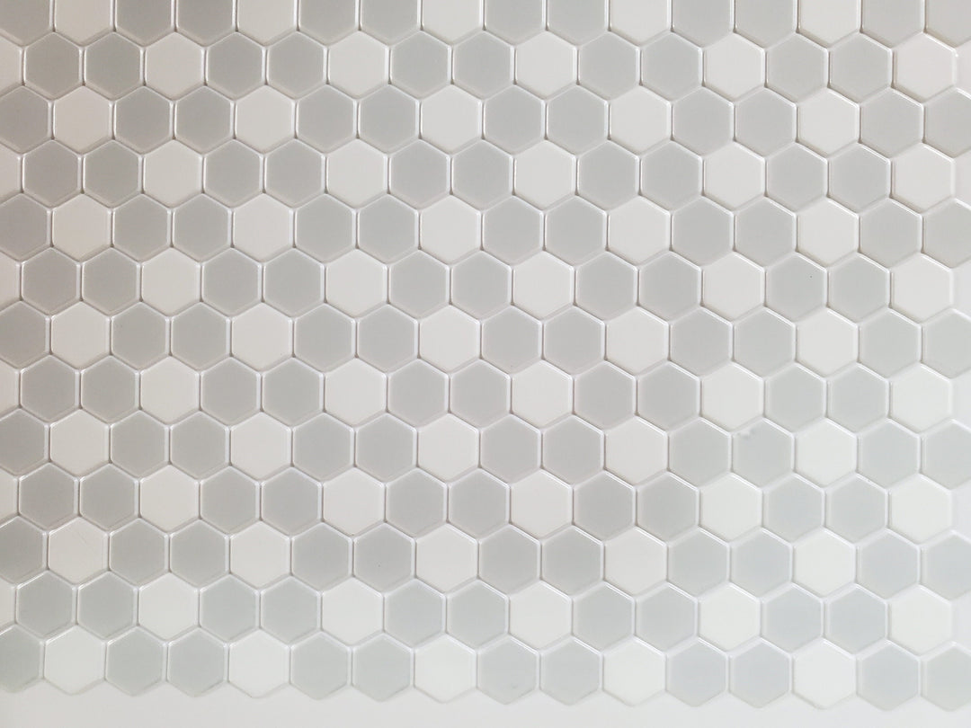 Dollhouse Hexagon Vinyl Tile Flooring Embossed Gray & White 1:12 Scale Miniatures