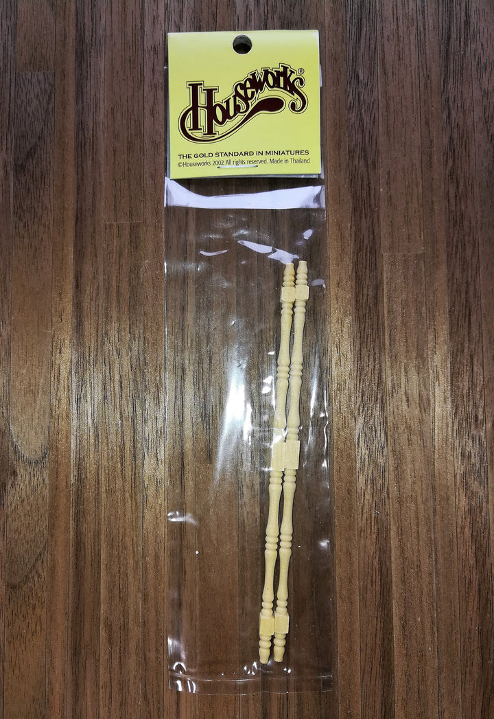 Dollhouse Miniature Spindles Tall Wood 2 Pieces 1:12 Scale 4 3/4" Long HW12022