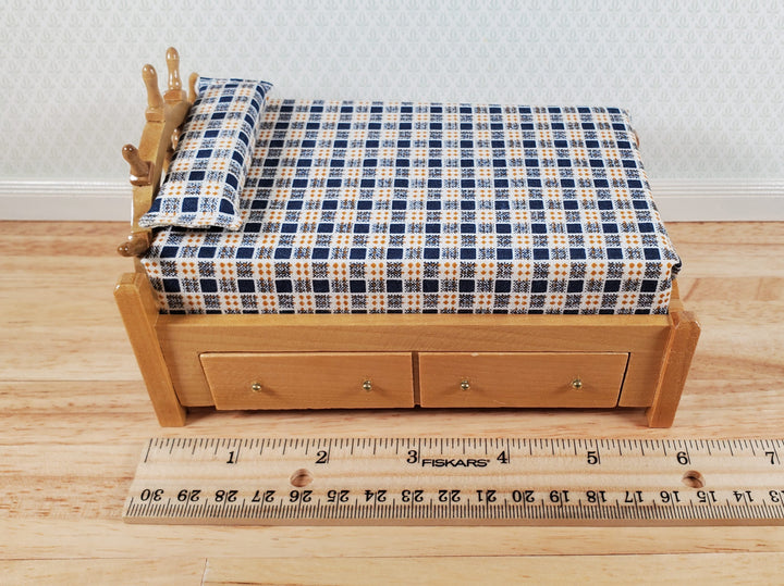Dollhouse Captains Bed with Ships Wheel Headboard 1:12 Scale Bedroom Furniture
