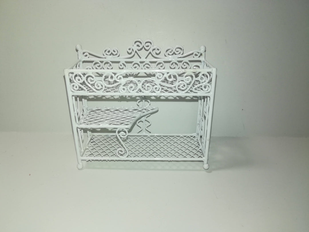 Dollhouse Miniature Wire Plant Stand 3 Shelf White 1:12 Scale or Fairy Garden