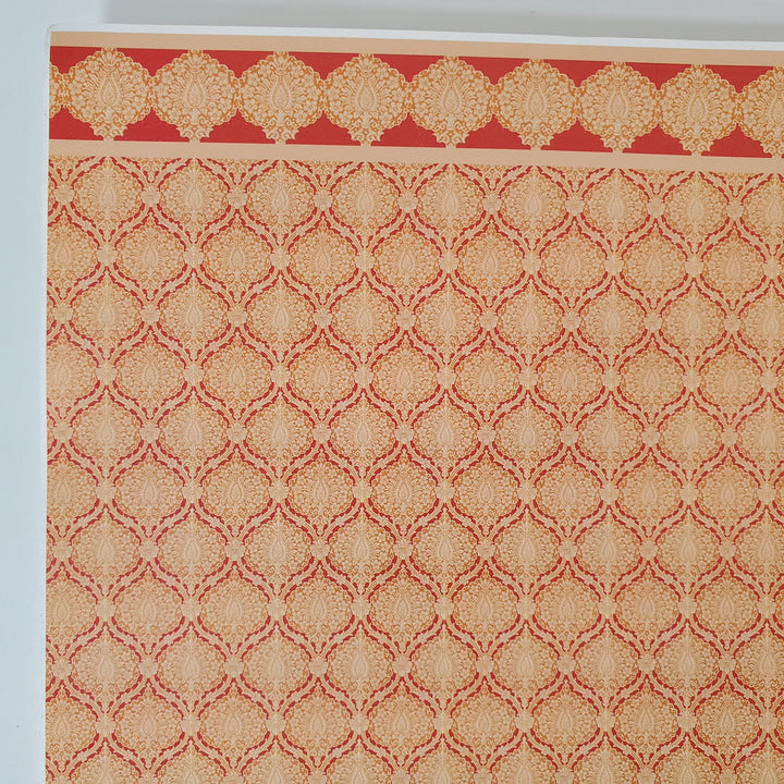 Dollhouse Wallpaper World Model Orange & Beige 1:12 Scale Flower Bursts
