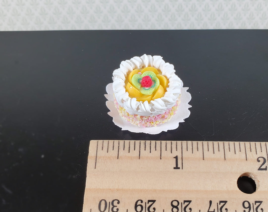 Dollhouse Round Cake with Peaches & Kiwi 1:12 Scale Miniature Food Bakery