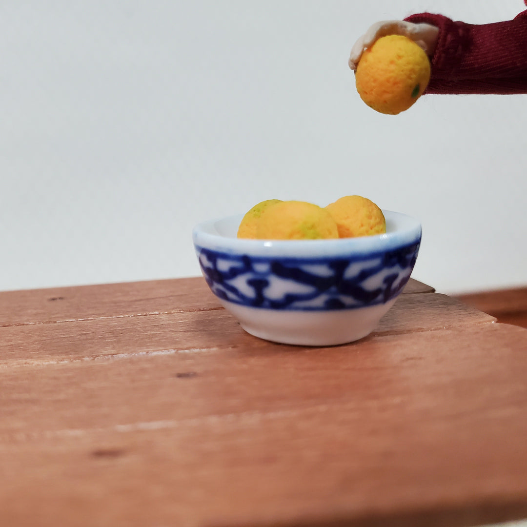 Dollhouse Serving Bowl Ceramic Blue & White 1:12 Scale Miniature Dishes Decor