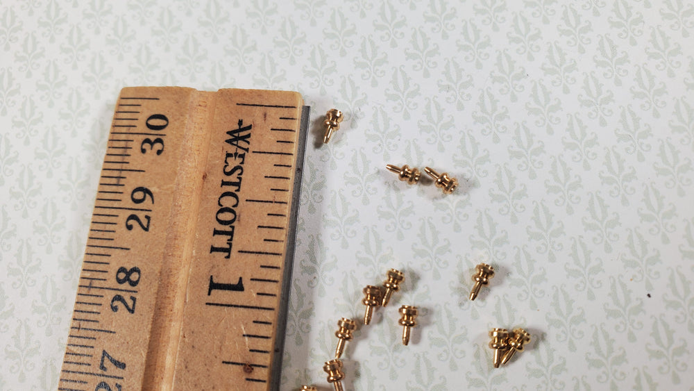 Dollhouse HALF SCALE Gold Brass Doorknobs or Drawer Pulls x12 1:24