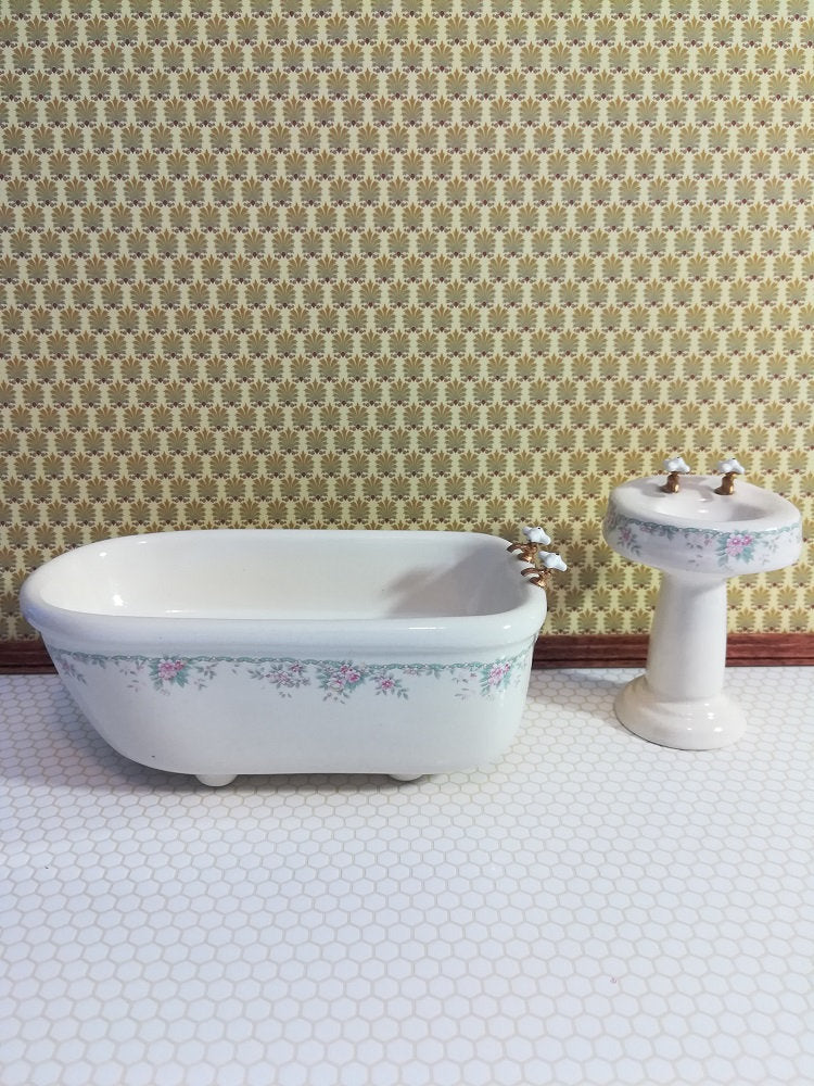 Dollhouse Tile Flooring Faux White Hexagon Textured 1:12 Scale Kitchen Bathroom
