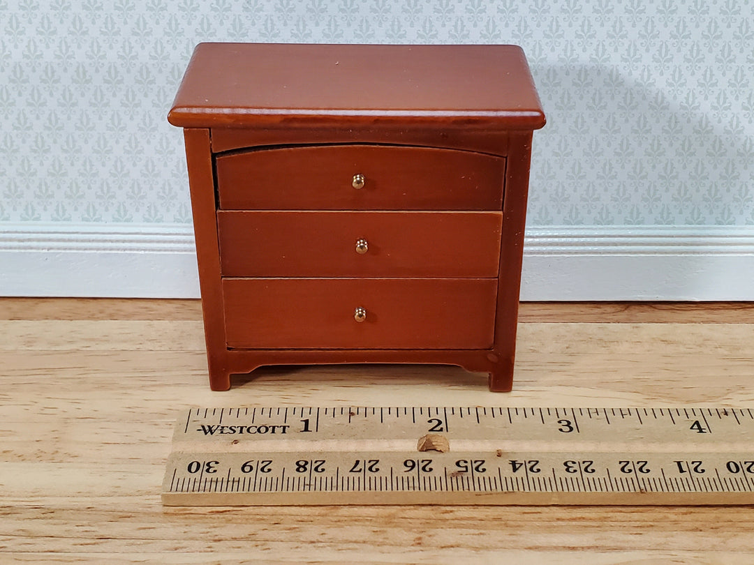 Dollhouse Modern Night Stand Dresser 3 Drawer Walnut Finish 1:12 Scale Miniature Furniture