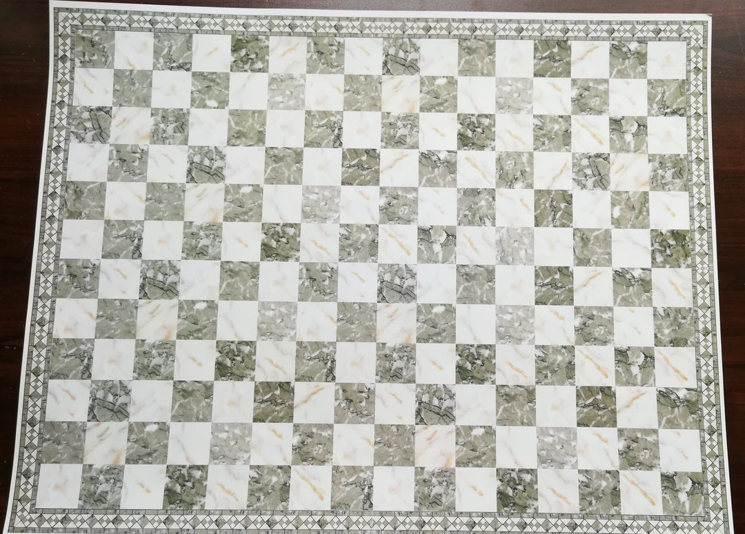 Dollhouse Miniature Tile Floor Gray Brown & White Marble with Border 1:12 Scale