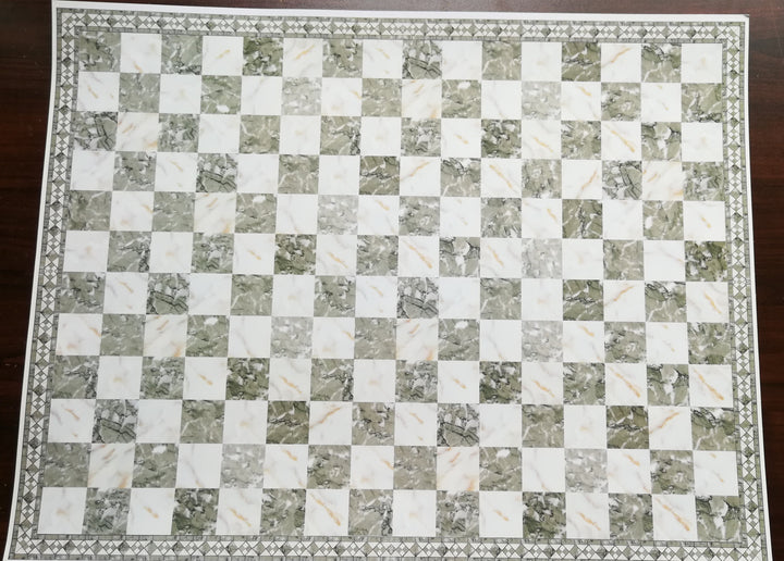 Dollhouse Miniature Tile Floor Gray Brown & White Marble with Border 1:12 Scale