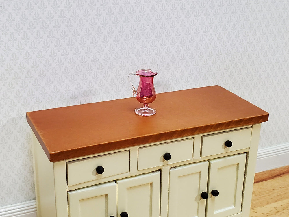 Dollhouse Pedestal Pitcher with Handle Cranberry Glass 1:12 Scale by Philip Grenyer Hand Blown