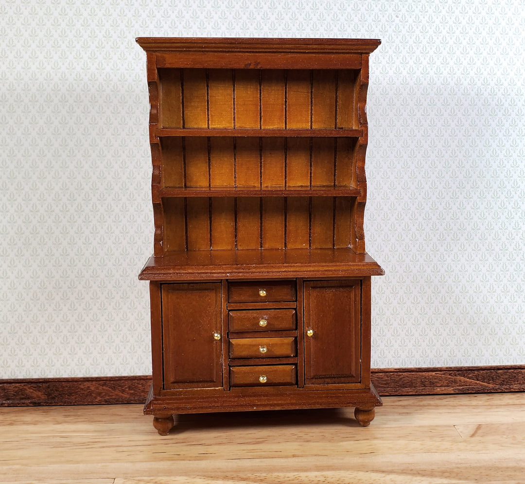 Dollhouse Welsh Kitchen Cabinet Cupboard Walnut Finish 1:12 Scale Miniature