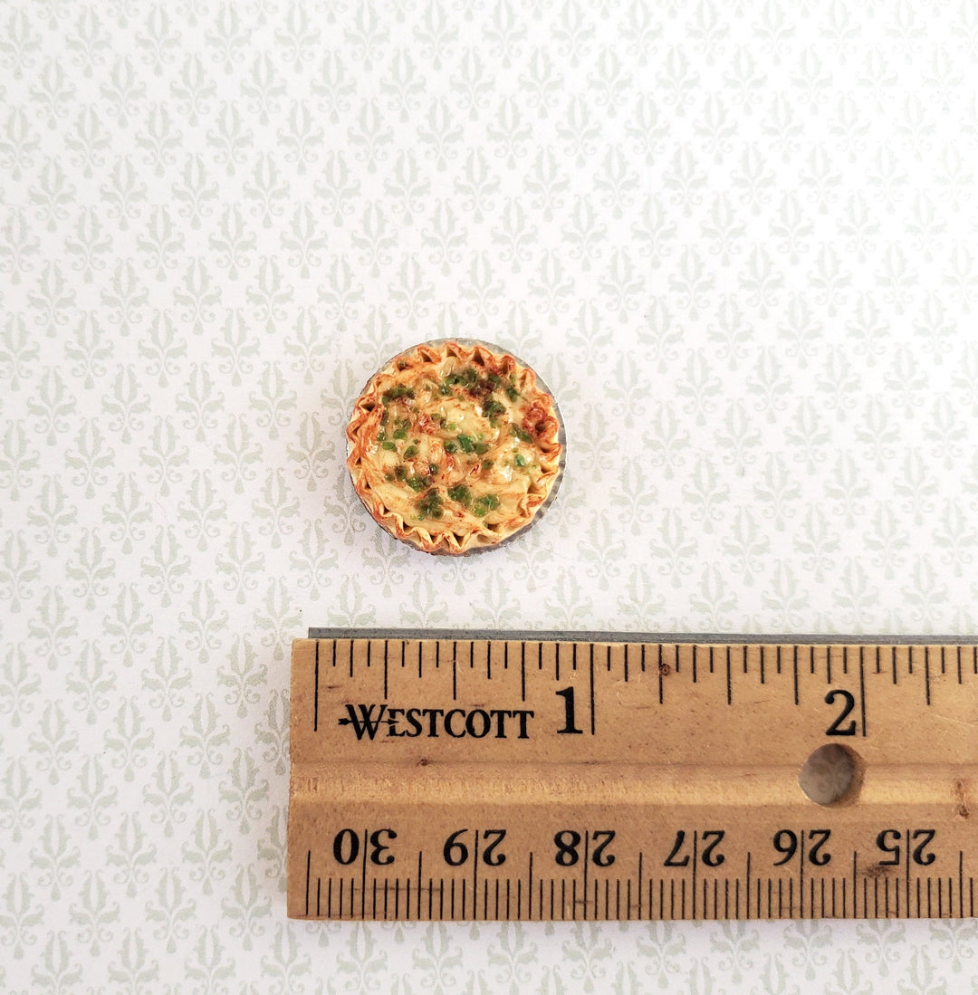 Dollhouse Spinach Quiche in Pie Tin 1:12 Scale Miniature Kitchen Food
