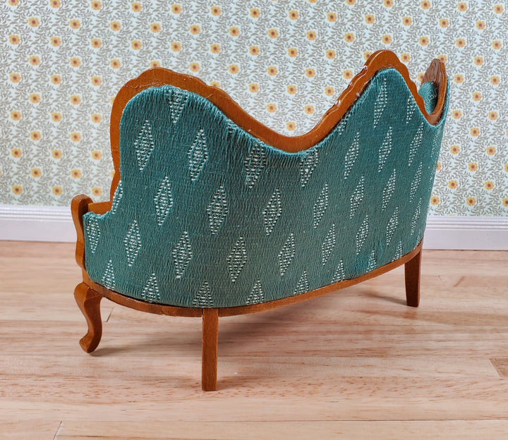 Dollhouse Victorian Living Room Set Green Sofa Chairs Tables 1:12 Scale Furniture