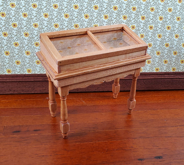 Dollhouse Curio Table Display Cabinet Lifting Top 1:12 Scale Miniature Furniture
