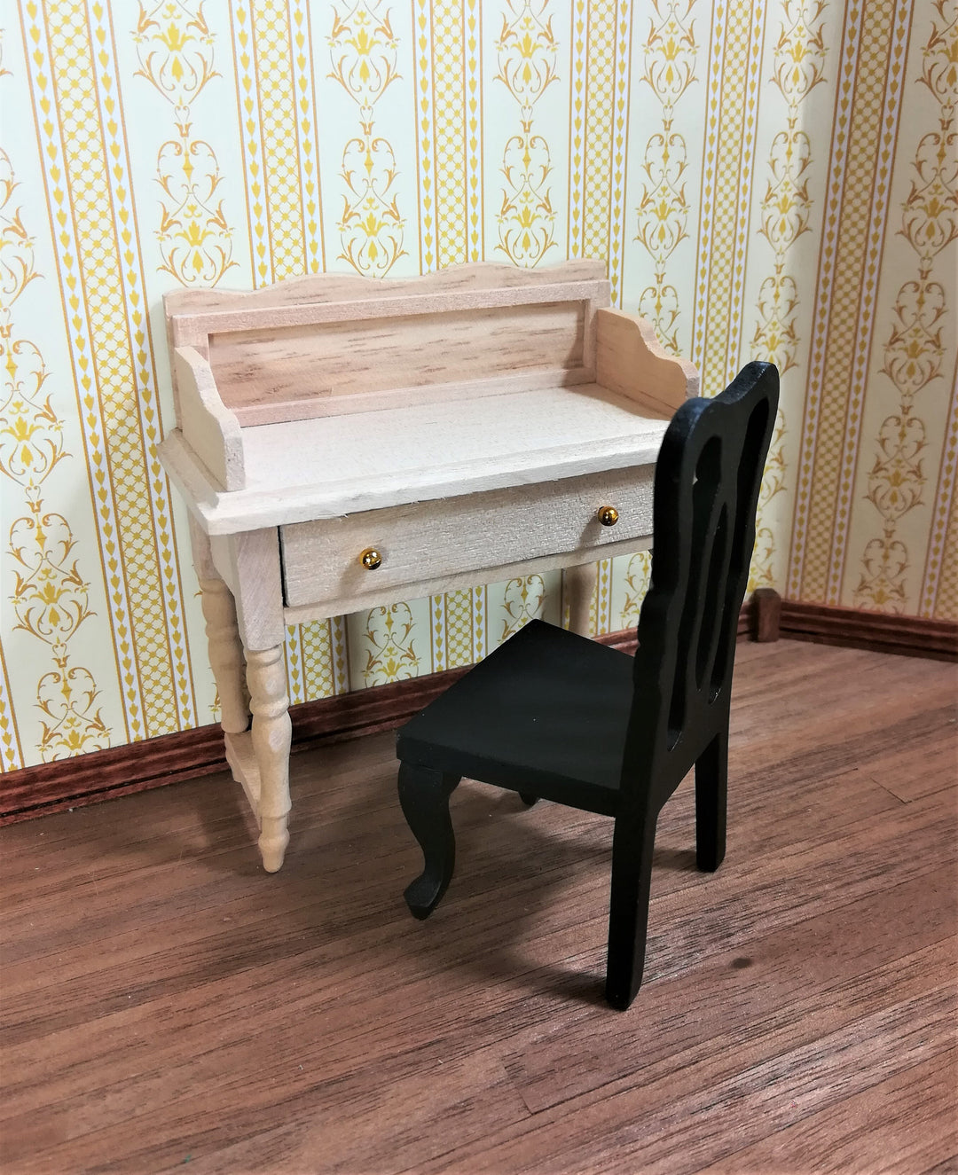 Dollhouse Chair Black Dining or Kitchen Chair 1:12 Scale Miniature Furniture
