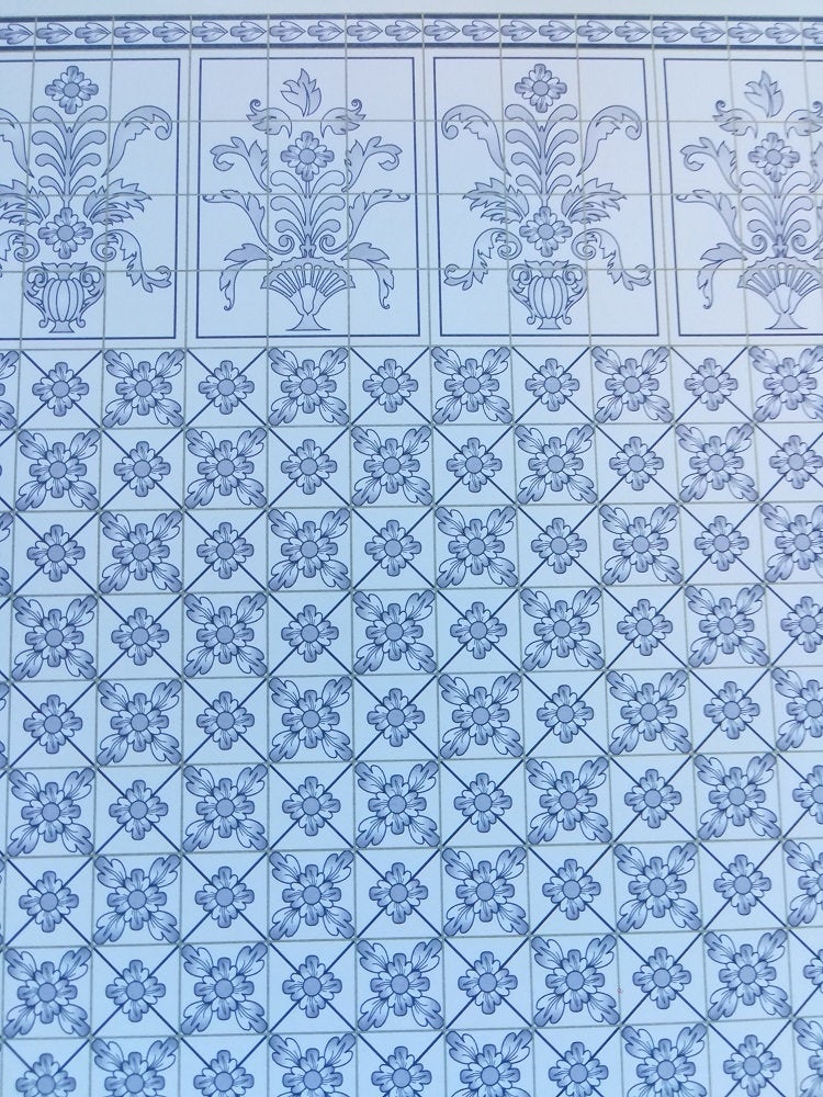 Dollhouse Kitchen Wallpaper by Brodnax "Leslie Blue" Delft Style 1:12 Scale