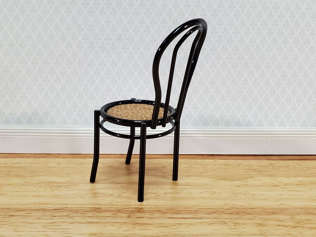 Dollhouse Chair Black Metal "Cane" Seat 1:12 Scale Fairy Garden Soda Fountain