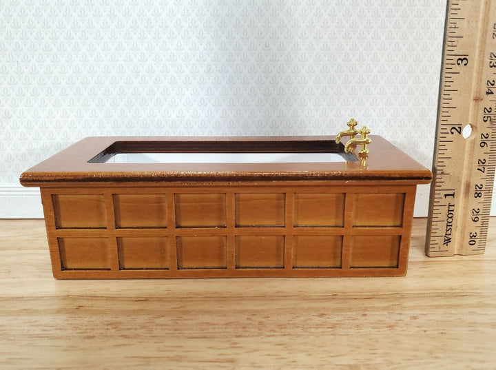 Dollhouse Bathroom Set Victorian Tub Toilet Sink Walnut Finish 1:12 Scale Miniature Furniture