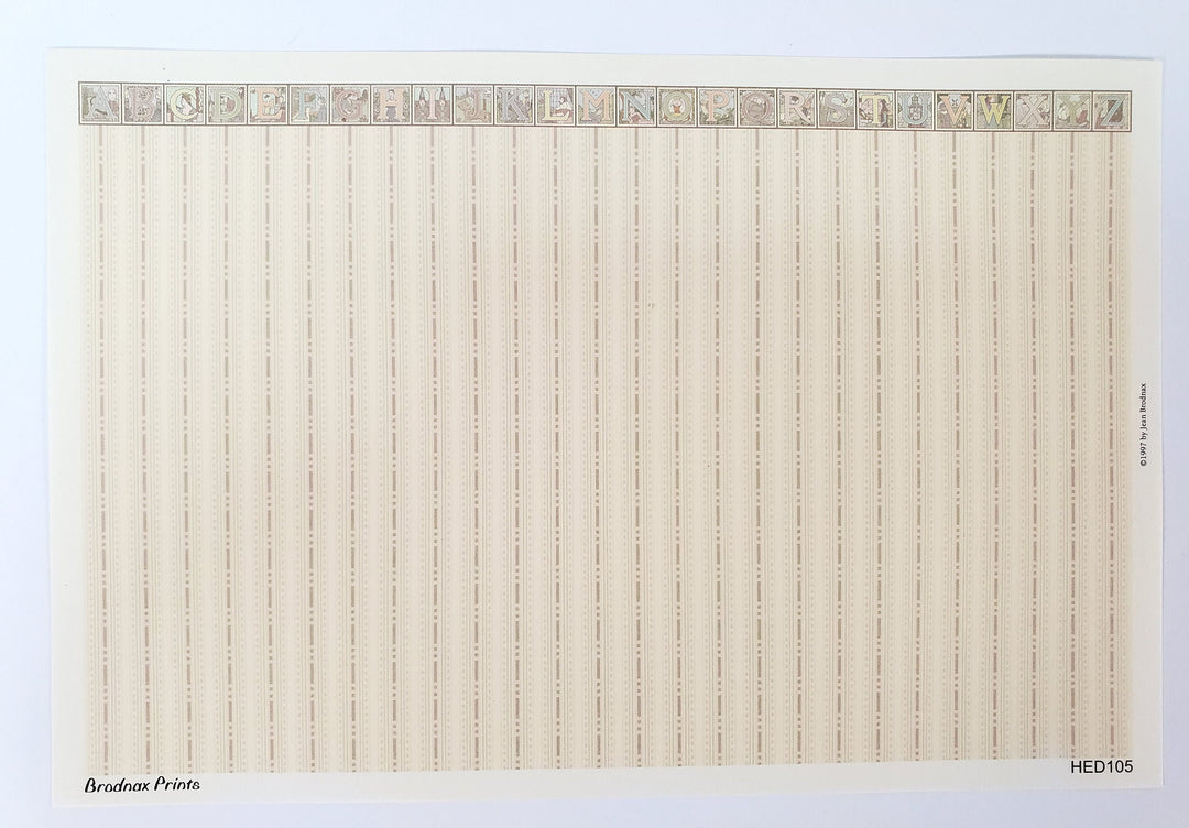 Dollhouse HALF SCALE Nursery Wallpaper 3 Sheets Alphabet "Mother Goose" 1:24