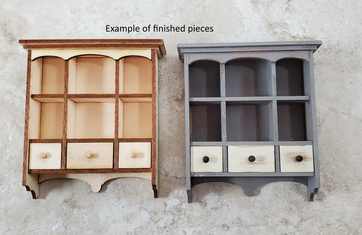 Dollhouse Hanging Kitchen Shelf KIT DIY 3 Working Drawers 1:12 Scale Miniature