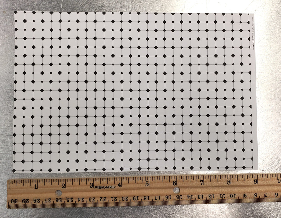 Dollhouse HALF SCALE Diamond Tile Paper Floor 3 Sheets 1:24 Miniature
