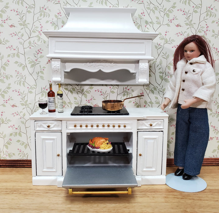 Dollhouse Stove Oven Cabinet White 1:12 Scale Miniature Kitchen Cupboard