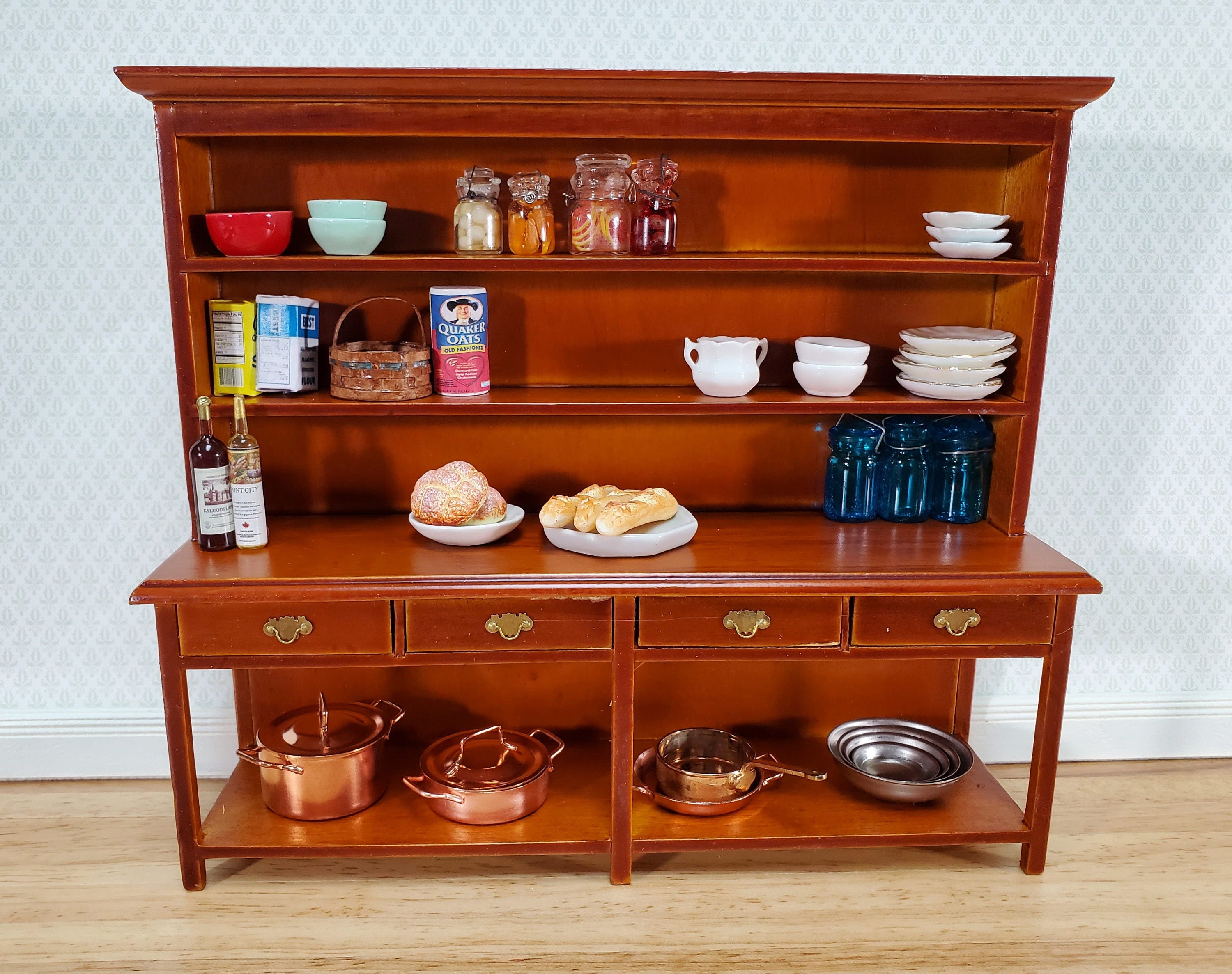 Dollhouse Georgian Welsh Dresser Kitchen Cupboard 1:12 Scale